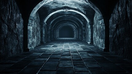 Dark Stone Tunnel - Fantasy Dungeon Hall
