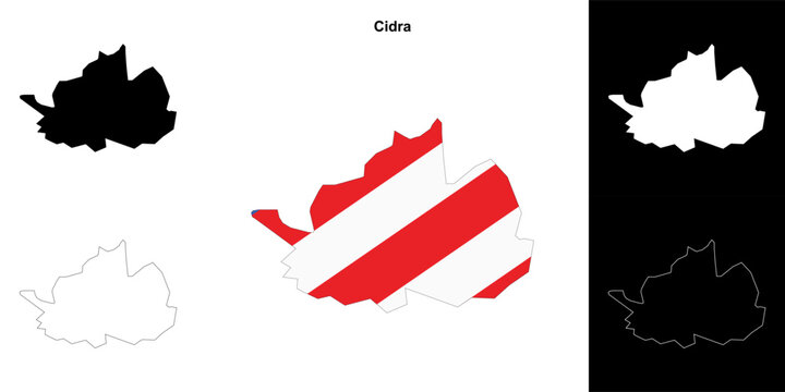 Cidra municipality blank outline map set