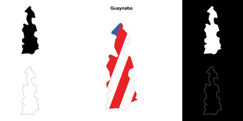 Guaynabo municipality blank outline map set