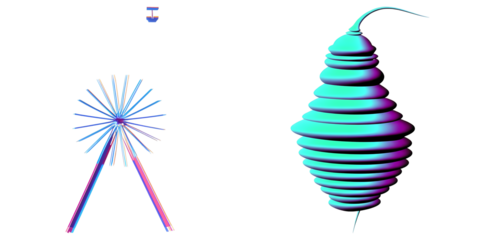 PNG Two abstract geometric shapes form a vibrant collage.