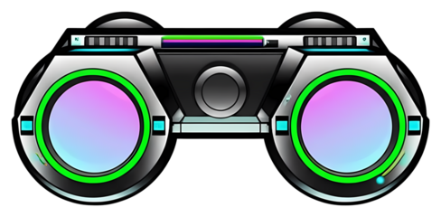 PNG Modern digital binoculars display a vibrant futuristic .