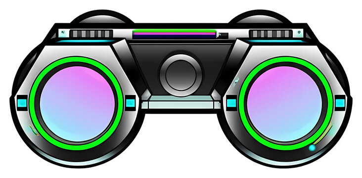 PNG Modern digital binoculars display a vibrant futuristic .