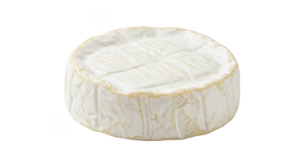 Isolated Round Brie Cheese Food with White Rind on Transparent Background