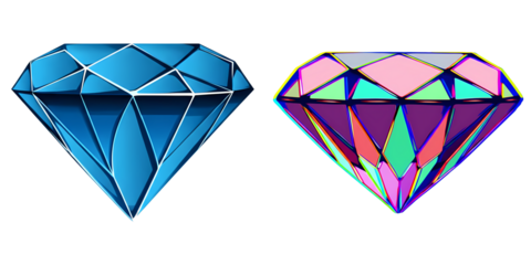 PNG Two radiant gemstones form a vibrant collage.