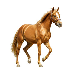 Obraz premium Isolated Running Brown Horse Animal Stallion with Transparent Background
