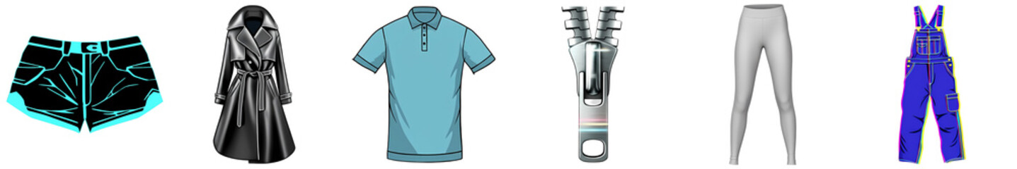 Naklejka premium PNG collection of colorful apparel elements arranged in a collage.