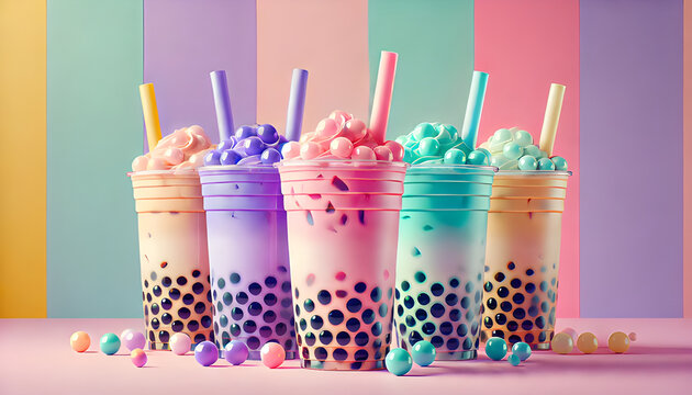 Fototapeta Bubble Tea/Boba Pastel Wallpaper Background Screensaver