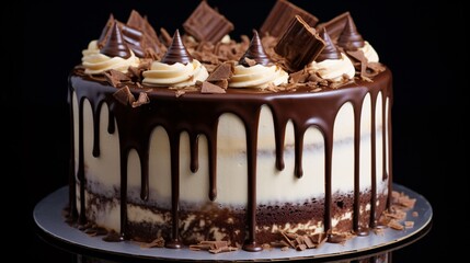 Layered Chocolate Cake with Ganache Topping