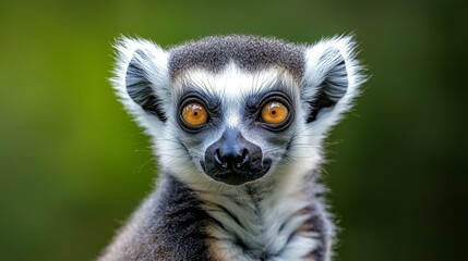 Obraz premium Lemur has a menu blank at its neck with a 4th of July flag background. A primate displays an empty space on its throat against a patriotic backdrop.