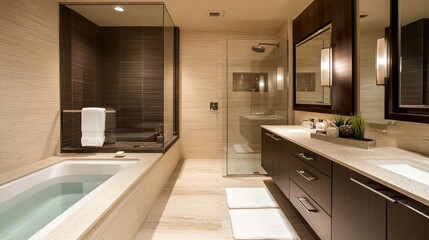 Contemporary bathroom with floating vanity and sleek fixtures