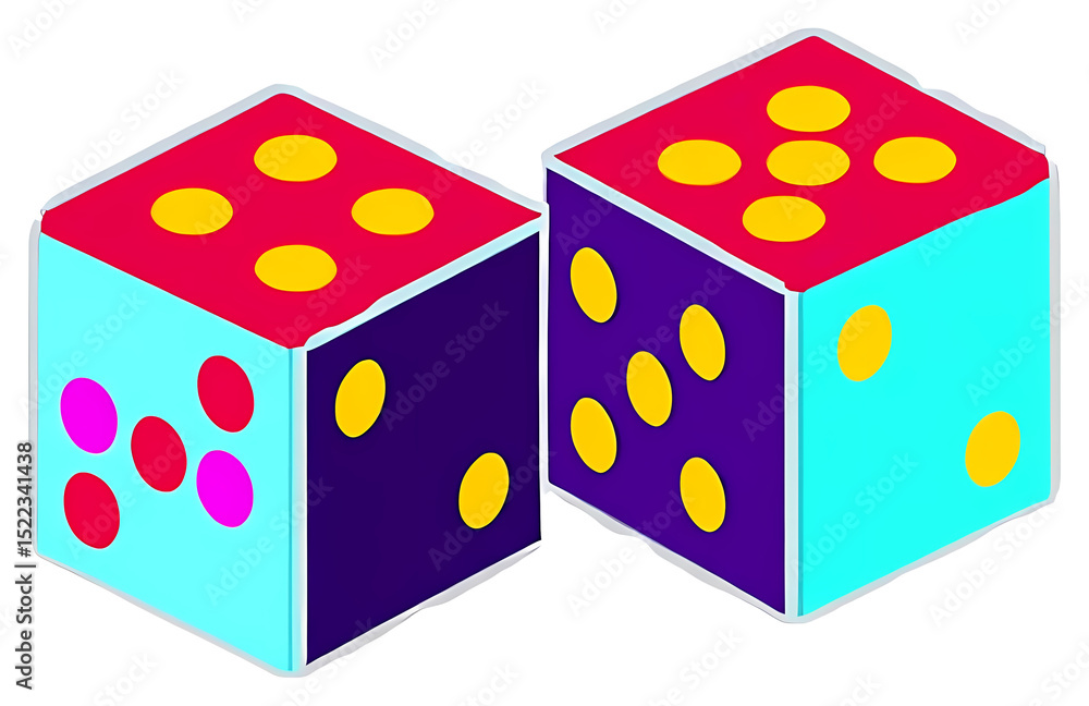 Aufkleber png two vibrant dice display numerical results on a transparent background.