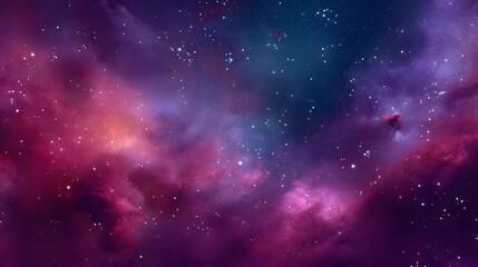 Naklejka premium Vibrant Hues of a Starry Night Sky Cosmic Nebula Wallpaper