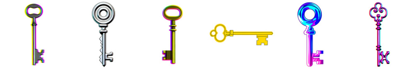 PNG row of vintage keys forms a decorative collage.
