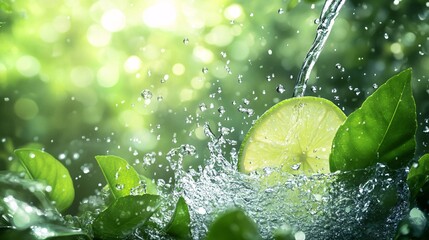 Lime Splash and Water Burst in Nature