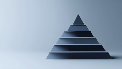 Gray pyramid with tiered shelves against a plain background.