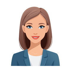 Flat Vector. Portrait of only one Woman. Simple Background.