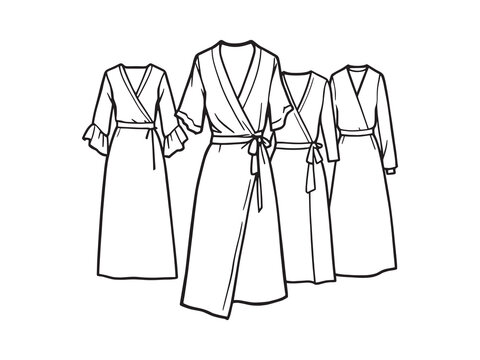 black and white wrap dresses fashion design clip art preview