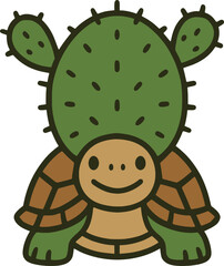 Fototapeta premium Cute Cactus Turtle Character Design