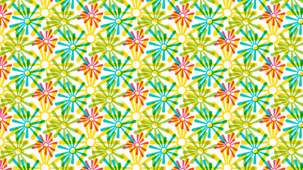 A playful burst of color and symmetry, this floral-inspired abstract pattern brings retro vibes and summer joy. Perfect for fabrics, wallpapers and creative backgrounds that pop with energy.