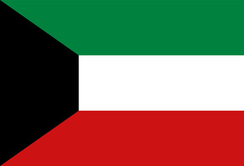 National flag of Kuwait. Vector illustration.