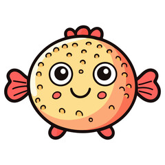 Fototapeta premium pufferfish, underwater animal, vector, transparent background, creature, fish, aquarium, ocean, isolated, cute, nature, icon, wildlife, underwater