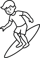 Fototapeta premium Young Surfer Boy Riding Waves A Fun Summer Illustration