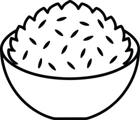 Simple Line Art Illustration of a Bowl of Rice A Delicious and Wholesome Meal