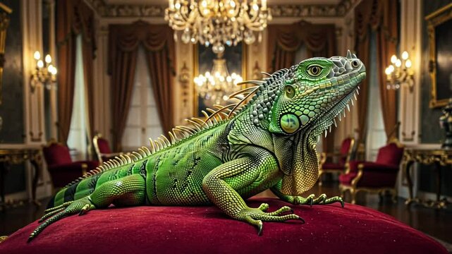 bearded dragon relaxing on cozy sofa in stylish home interior. exotic pets indoors, unusual reptile companion, bearded dragon as a pet, domesticated reptiles