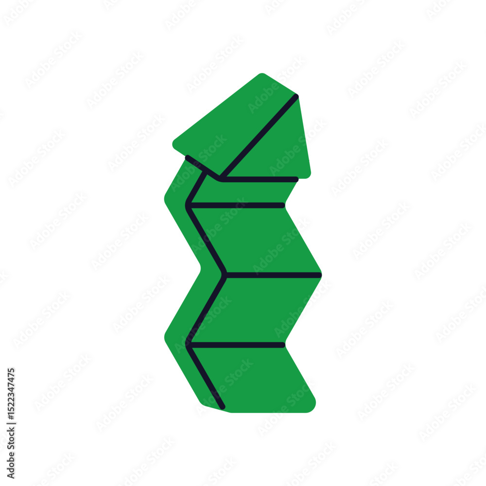 Aufkleber Arrow pointing up, zigzag path. Growth, direction, progress and rise symbol, pointer. Indicator pointing upward. Guide, movement, web sign. Flat vector illustration isolated on white background