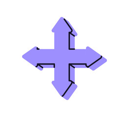 Fototapeta premium Arrow, four-pointer cross. Movement, positioning, routing and navigation symbol, Placing, moving, direction, location sign for web interface. Flat vector illustration isolated on white background