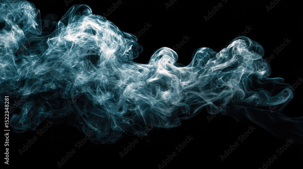 Aufkleber mystical blue smoke swirls create an ethereal atmosphere against a dark backdrop in a captivating vi