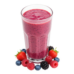Isolated Transparent Background of Berries Smoothie Glass Drink