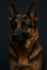 Close-up portrait of a German shepherd dog with serious face 