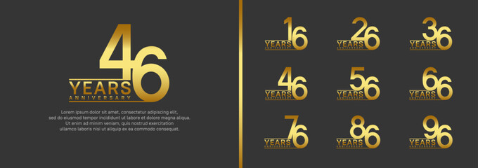 set of anniversary logo style. vector design golden color for celebration