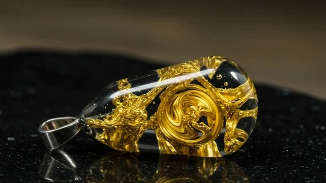 Ancient Pendant symbolizing colorful auras swirling above the carvings