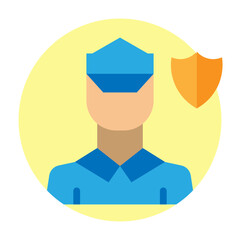 Security Guard Vector Flat Icon Design