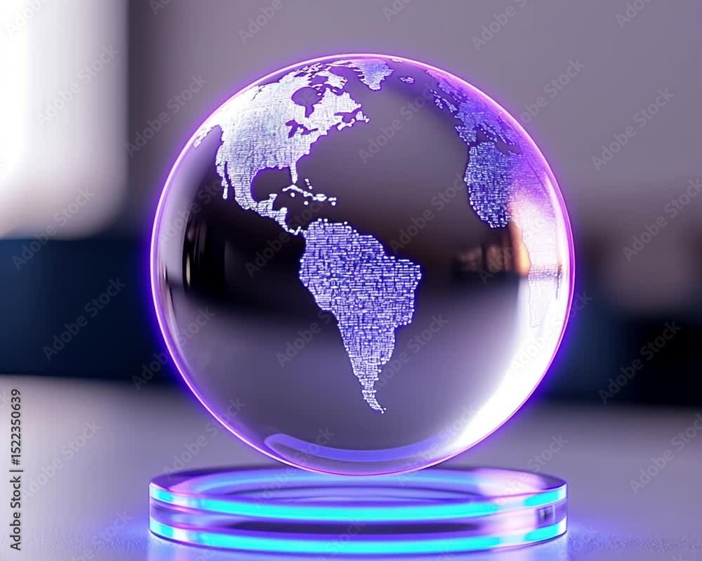 Poster digital globe projection a futuristic concept for global network and communication.