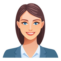 Flat Vector. Portrait of only one Woman. Simple Background.