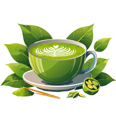 Japanese green matcha tea vector graphic design