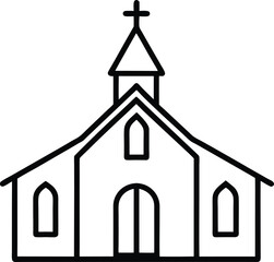 Simple Church Building Line Art Illustration  A Clean Design for Religious Projects