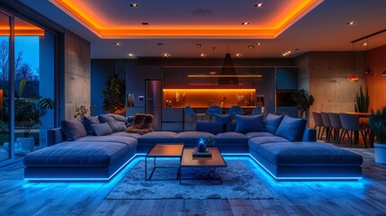 Transforming your living space futuristic smart home with ai-controlled lights embracing future tech for an innovative lifestyle