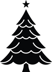 Elegant Black and White Christmas Tree Icon Festive Holiday Design Element