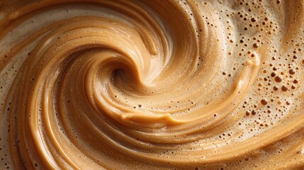 Abstract Swirl of Frothy Caramel Texture Creates Mesmerizing Patterns