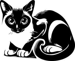 SVG file cat black and white vector, file for printing, cutting