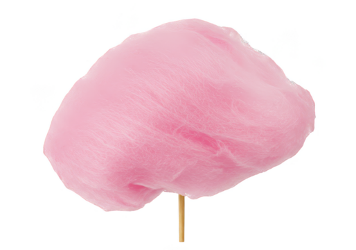 Isolated Transparent Pink Cotton Candy Sweet Dessert on Stick Background
