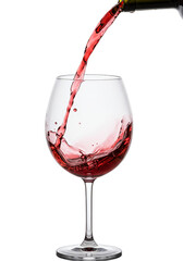 Isolated Transparent Red Wine Pouring into Glass Alcoholic Beverage