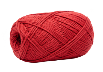 Isolated Transparent Red Yarn Ball For Craft And Knitting Project