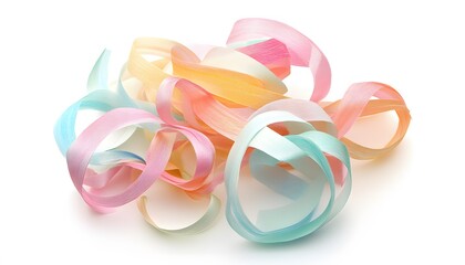 Colorful ribbons in various shades create a vibrant design.