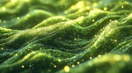 Abstract green textured surface with shimmering particles