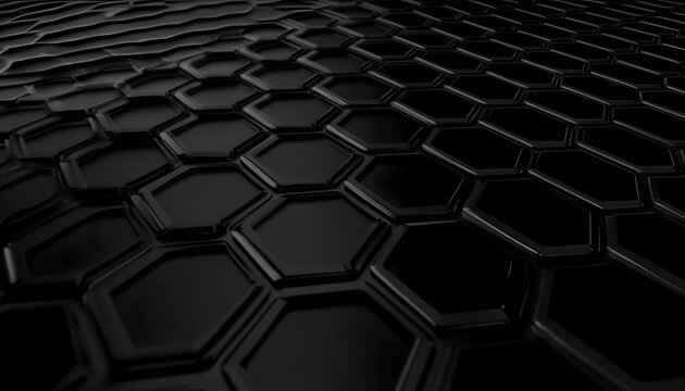 Abstract black hexagonal pattern background.